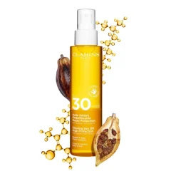 Clarins Huile Solaire|Huile Bronzante|- Huile Solaire Embellissante Haute Protection Corps SPF30 150ml