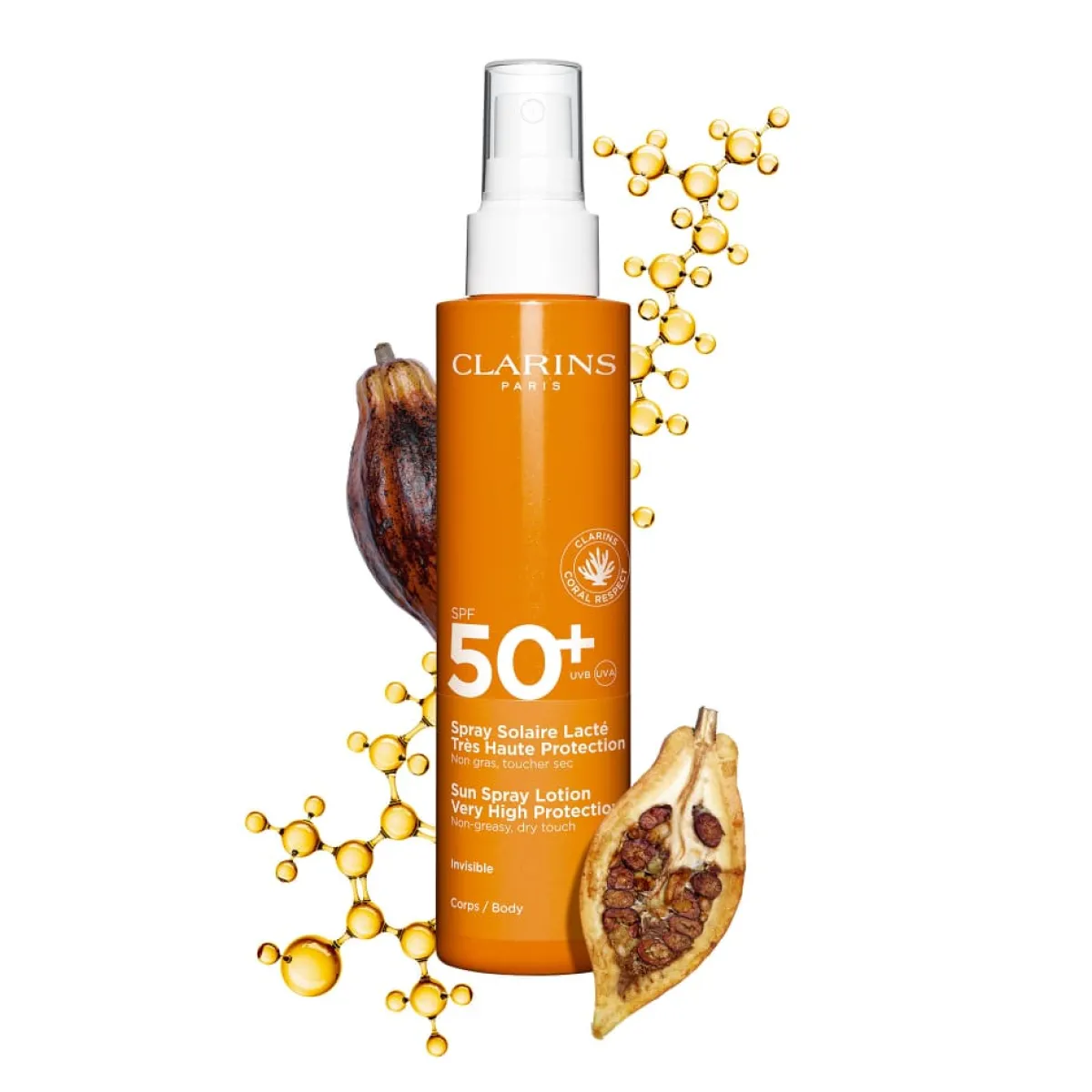 Clarins Crème Solaire Corps|Protection Solaire|- Spray Solaire Lacté Très Haute Protection Corps SPF50+ 150ml