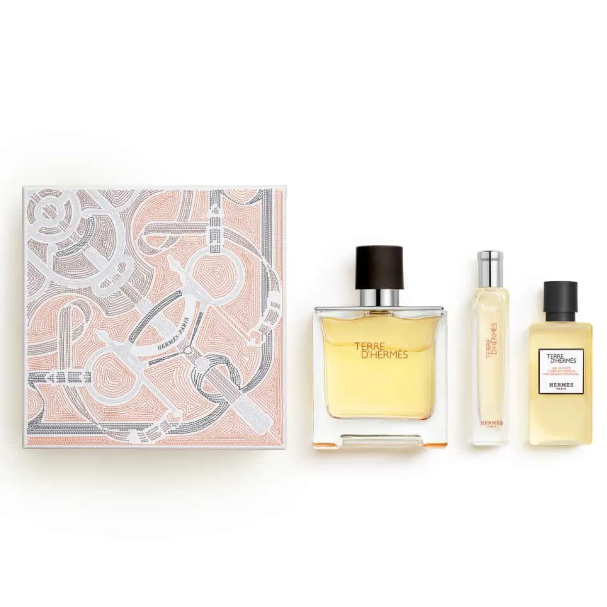 Hermès Pour Lui|Coffrets Homme|- Coffret Terre d' Parfum 75 ml + Nomade 15ml + Gel Douche 40ml