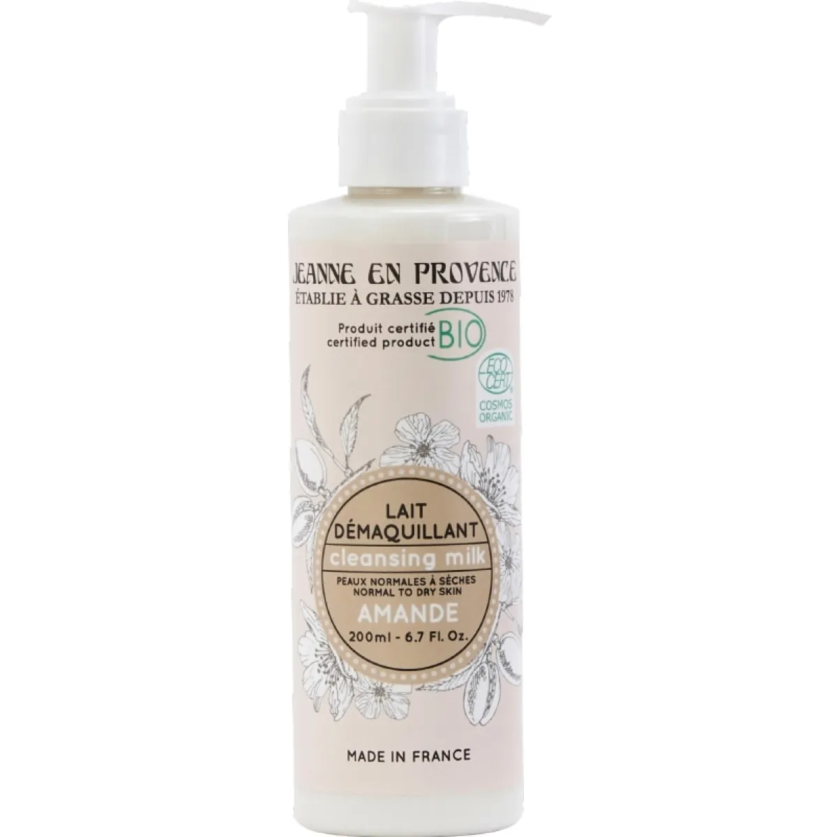 Jeanne en Provence Démaquillant|- Lait Démaquillant Amande 200 ml
