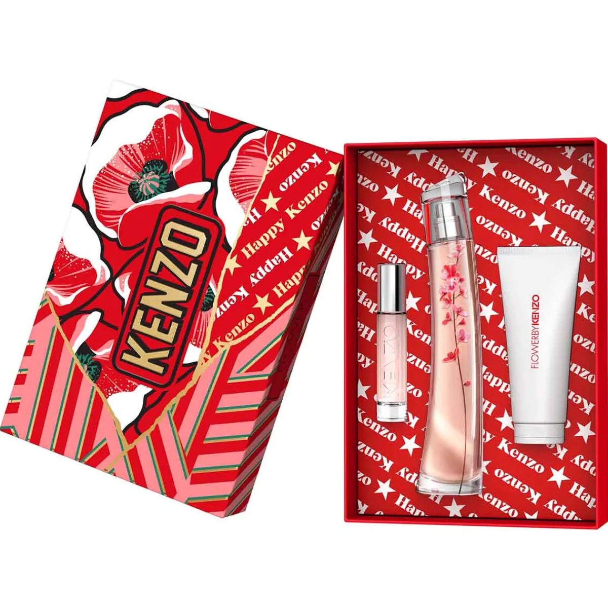 Kenzo Pour Elle|Coffrets Femme|- Coffret FLOWER IKEBANA BY Eau de Parfum 75ml + Vaporisateur de voyage 10ml + Lait corps 75ml