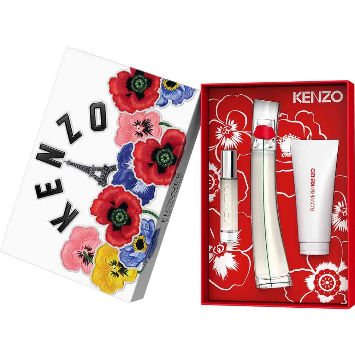 Kenzo Pour Elle|Coffrets Femme|- Flower By - Coffret Eau de Parfum 50ml + Vaporisateur de voyage 10ml + Lait corps 75ml