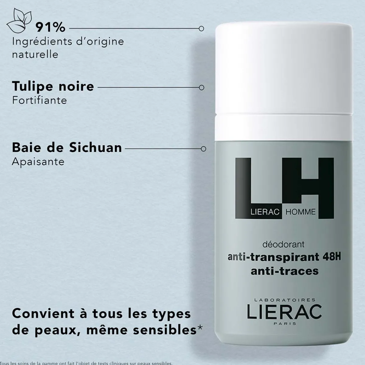 Lierac Déodorant|- Homme - Déodorant Anti-Transpirant 48h 50ml