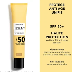 Lierac Crème Solaire Visage|Protection Solaire|- Sunissime - Le Fluide Solaire Teinté SPF50 - 40ml