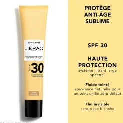Lierac Crème Solaire Visage|Protection Solaire|- Sunissime - Le Fluide Solaire Teinté SPF30 - 40ml