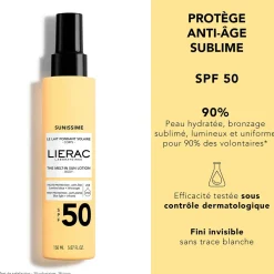 Lierac Crème Solaire Corps|Crème Solaire Visage|- Sunissime - Le Lait Fondant Solaire SPF50 150ml