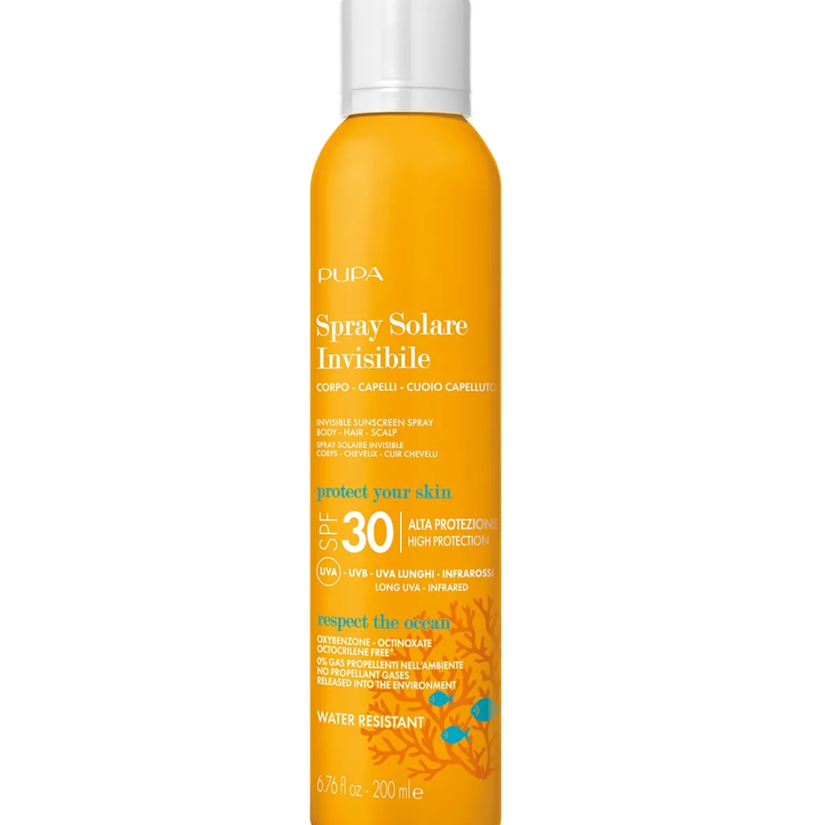 Pupa Protection Solaire|- Spray Solaire Invisible Corps Cheveux cuir chevelu SPF 30 - 200 ml