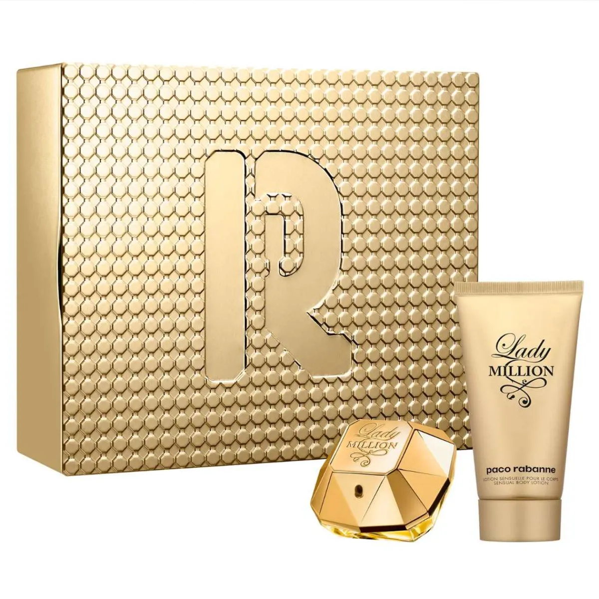 Rabanne Pour Elle|Coffrets Femme|- Coffret Lady Million Eau de parfum 50ml + lait pour le corps 75ml