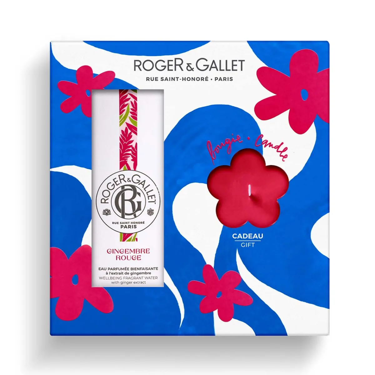 Roger & Gallet Eau Parfumée|- Coffret Gingembre Rouge - Eau Parfumée Bienfaisante 100ml + Bougie Parfumée