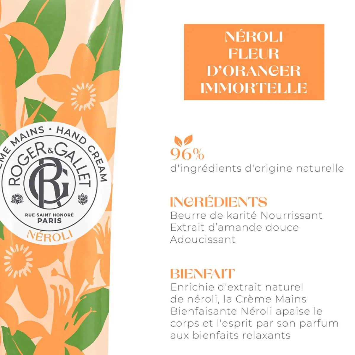 Roger & Gallet Soin Des Mains|- Néroli - Crème Mains Bienfaisante 30ml