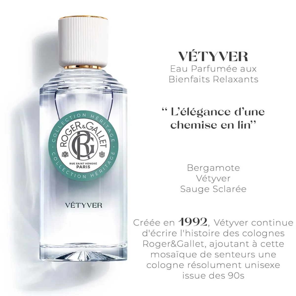 Roger & Gallet Eau Parfumée|- Vétyver - Eau Parfumée Bienfaisante